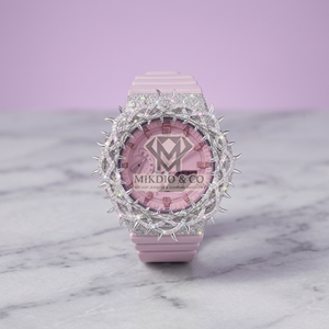 Reloj de Lujo con Incrustaciones de Diamantes, Automático, para Negocios, con Correa de Goma Rosa, Bisel de Diamantes Moissanite, Pantalla Analógica y Digital, Reloj para Mujer - Product Image 1