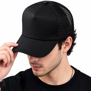 Casquette de baseball unisexe vierge à 5 panneaux, style trucker, en maille, réglable, en coton, pour usage décontracté et extérieur, promotionnelle, personnalisable par broderie - Product Image 1