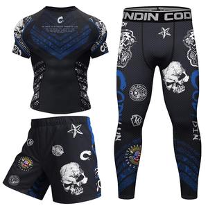 Conjunto de Entrenamiento MMA Antibacterial Personalizado para Hombre, en Spandex/Poliéster, con Camiseta de Protección y Pantalones Cortos para Grappling y Lucha MMA - Product Image 4