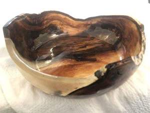 Bol en bois moderne de luxe écologique pour occasions spéciales, incrustation en résine verte, design Wabi Sabi, pour servir les aliments, offrir en cadeau, bol décoratif - Product Image 3