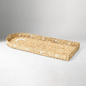 Cesta de mimbre vintage de jacinto de agua para cambiar pañales, bandeja de mimbre para cambiar pañales, decoración para cuarto de bebé, regalo para recién nacido, cesta de almacenamiento portátil - Product Image 1