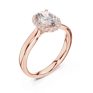 <b>Dainty</b> Oval Lab Grown Diamond <b>Ring</b> With Petite Round Halo And 0.61 CTW Total Diamonds For Engagement Wedding And Gift Giving - Product Image 6