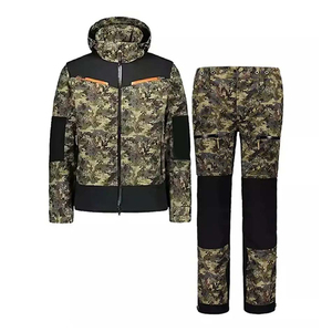 Ensemble de vêtements de chasse d'hiver pour hommes adultes, veste et pantalon imperméables en softshell solide 100% polyester, manches longues, vêtements d'extérieur - Product Image 1