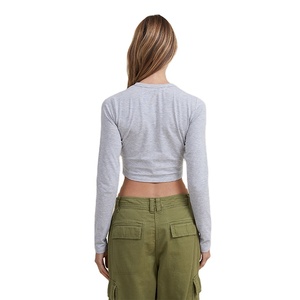 เสื้อครอปแขนยาวผู้หญิง คุณภาพสูง สไตล์วินเทจลำลอง ขายส่ง คอเสื้อแบบสั่งทำ ผ้าฝ้าย 100% ดีไซน์น้ำหนักเบา ทรงเข้ารูป ระบายอากาศได้ดี - Product Image 5