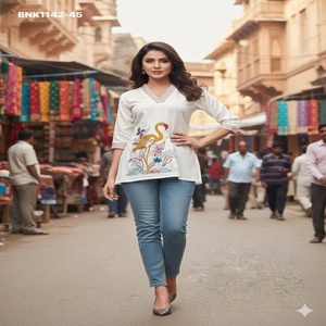 Collection de Kurta-Top-Tunique en coton de la dernière tendance, de qualité supérieure, avec broderies, fournisseur de Surat, mode féminine. - Product Image 1