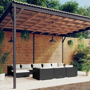 Set salotto da 10 pezzi in Poly Rattan nero con cuscini per uso giardino - Product Image 1
