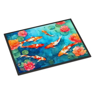 Koi Fish <b>Doormat</b> Non-Slip <b>Washable</b> Low Pile 24H X 36W Indoor Outdoor Entryway Rug for Front Door - Product Image 1