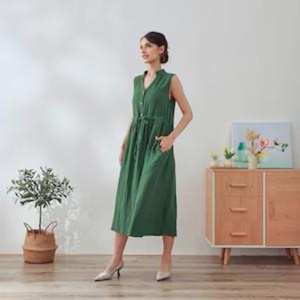 Vestido de Lino Orgánico para Mujer, Talla Grande, Manga Larga, Ropa de Lino Personalizada, Vestido Casual Elegante, Cómodo para Uso Diario - Product Image 3