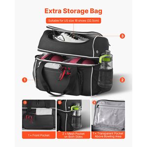 Borsa da bowling a quattro ruote per 2 palline con ruote e scomparto separato per scarpe (fino alla taglia US 16) - Product Image 5