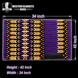 Sous-selle Western en laine de Nouvelle-Zélande doublé polaire, motif violet, 42x34 pouces, pour l'équitation - Product Image 2