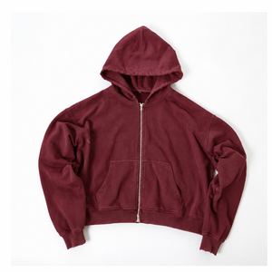 Sweat-shirt à capuche zippé en molleton de coton épais avec fermeture éclair métallique, coupe ample, logo brodé, pour homme - Product Image 1