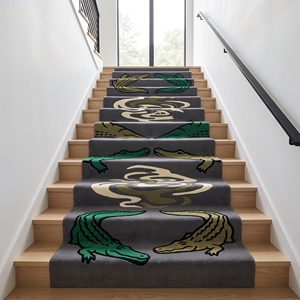 Tapis gris vert imprimé alligator, tapis moderne à motif animal pour chambre d'enfant, salle de jeux, salon - Product Image 3