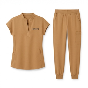 Ensemble de blouses médicales Hawk Eye pour femmes, haut à manches courtes et pantalon, uniformes d'hôpital, tricot polyester-coton, vêtements de travail médicaux - Product Image 1