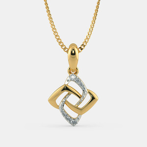 14K Yellow Gold Interlocking Geometric Lab Grown Diamond Pendant Necklace - Product Image 1