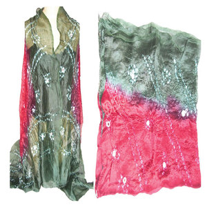 Foulard Hijab en Soie Pure à 100% Teintée par Nouage (Bandhani) – Léger, Doux, Respirant, Élégant, Long (180x75cm) – Écharpe Ethnique Tendance – Vente en Gros - Product Image 2