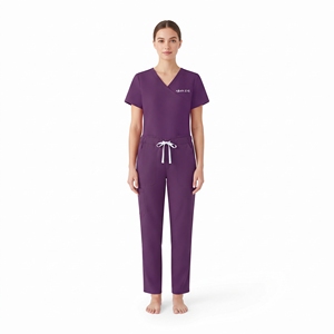 Hawk Eye Women Scrub Set <b>Purple</b> V-Neck Top And Pants Hospital Uniform Medical Workwear Two Piece Set - Product Image 5