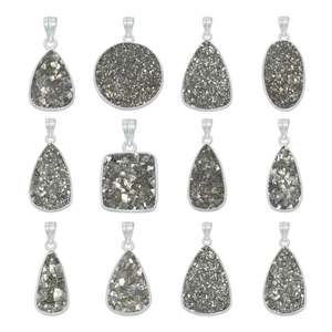 Colgante de pirita drusa para niñas, regalo de Navidad, collar con colgante, joyería de piedras preciosas de pirita, joyería de boda para damas de honor - Product Image 4