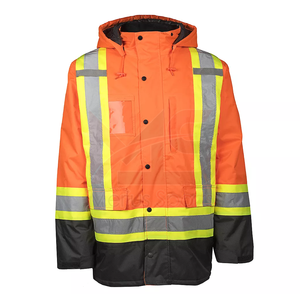 Veste de sécurité haute visibilité pour hommes, coupe-vent, imperméable, doublée de polaire thermique, pour l'industrie minière, antistatique, confortable - Product Image 3
