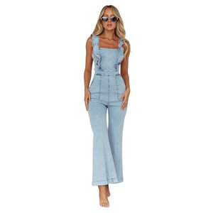 Combinaison en jean sans manches pour femme, coupe large, vêtements décontractés, mode, fournisseur en gros OEM ODM - Product Image 3