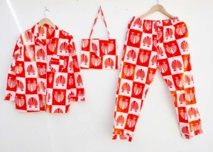 Traje de noche con bolsa de algodón estampado suave camisa estética de mujer pijama suave verano/invierno traje de baño 100% conjunto de pijama de algodón - Product Image 3
