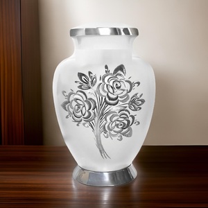 Engraved Rose White Cremation Urn <b>Keepsake</b> Modern Design Luxury Adult Style Handmade Funeral <b>Memorial</b> Ashes Jar Urns Supplier - Product Image 2