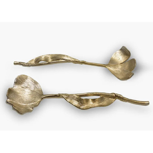 Cutlery Set Kitchenware Accessories Supplies High Grade Gold Plated Shiny Look With <b>Flowers</b> and Leaves Designer Handles - Product Image 2