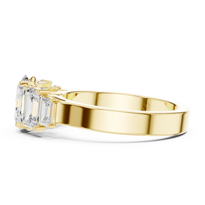 Luxury Oval Cut Three Stone Diamond Engagement <b>Ring</b> with Emerald Side Stones Gold <b>Custom</b> Fine Jewelry Manufacturer - Product Image 4