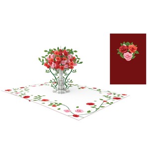 Handmade Roses Flower 3D Pop Up <b>Card</b> Vietnam Wholesale Souvenir Special 3D Handmade Greeting <b>Card</b> Customized Exclusive Design - Product Image 1