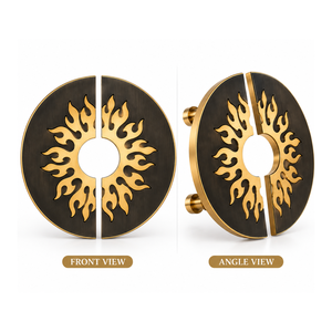 Poignée de porte double SUNFLOWER Design avec finition noir mat et PVD pour portes d'entrée résidentielles, quincaillerie architecturale - Product Image 1