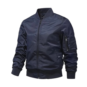 Veste bomber aviateur élégante pour homme, col montant, couleur unie, tendance streetwear, pour l'extérieur, hiver. - Product Image 5