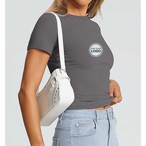 T-shirt en coton pour femme, gris chiné, en tissu mélangé - Product Image 6