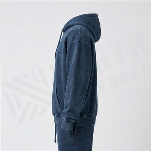 Conjunto de Sudadera con Capucha y Pantalones Deportivos de Algodón Grueso de 500GSM, Estilo Vintage, para Hombre, con Hombros Caídos y Lavado Ácido - Product Image 3
