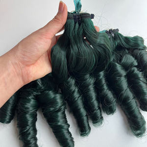 Mechones verdes de cabello humano rizado hinchable de alta calidad hermoso cabello humano vietnamita crudo encaje suizo parte media - Product Image 2
