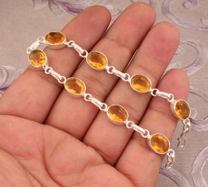 Bracelet en citrine, argent sterling 925, bijoux en pierres précieuses faits à la main, bracelet en cristal jaune naturel, cadeau de mode pour femmes - Product Image 2