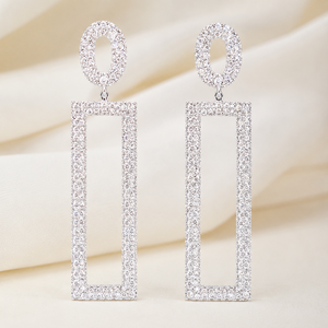 Geometric Moissanite Drop <b>Earrings</b> Round Cut <b>Diamond</b> <b>Dangle</b> Ear Jewelry for Wedding Party Gift - Product Image 1