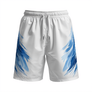 Pantalones Cortos Deportivos de Nylon Blanco para Hombre, Diseño Gráfico, Ligeros, para Entrenamiento, con Arte Abstracto Premium - Product Image 1