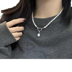 Collar de Perlas de Agua Dulce de Alta Calidad de 5-6 mm + 9-10 mm con Forma de Arroz, con Cierre de Amor, Anillo Doble, Collar con Cierre Universal - Product Image 5