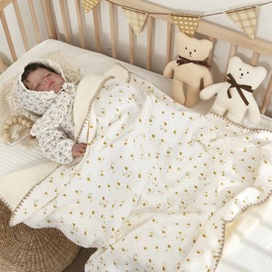Couverture pour bébé en coton biologique 100% tissé uni, double face, écologique, pour nourrissons - Product Image 1