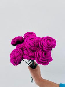 Flor de Ganchillo Hecha a Mano, Flor de Rosa de Vino, Hermosa Flor para Regalos, Bodas, Días de San Valentín, Decoración del Hogar, Cumpleaños, por Proveedores Indios - Product Image 3