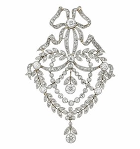 Colgante de Moissanita Estilo Victoriano con Lazo y Hoja, Engaste de Puntas, Joyería de Boda para Mujer, Estilo Antiguo Art Déco Vintage - Product Image 4