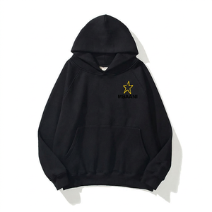 เสื้อฮู้ดโอเวอร์ไซส์สีพื้นปักโลโก้รูปดาวมีกระเป๋าหน้าสไตล์ลำลองสำหรับทุกเพศ เสื้อฮู้ดลำลองสำหรับผู้ชาย - Product Image 2