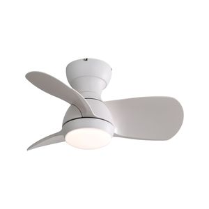 Ventilatore da soffitto da interno reversibile da 23 pollici con motore DC, 3 pale in ABS, luce LED dimmerabile a 3 colori, telecomando, bianco, luce LED da 18W - Product Image 1