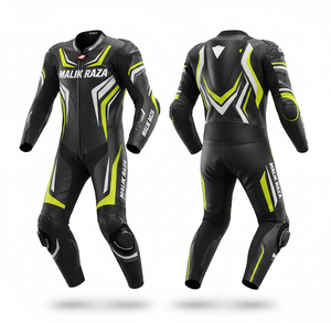 Traje de Carreras MALIK RAZA de Cuero Perforado Transpirable |   Matriz de Ventilación y Refrigeración |   Equipo Personalizado para Pistas de Carreras 2026 - Product Image 4