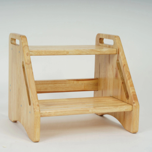 Waterproof Rubber wood Two Step Stool for Bathroom | Vietnam OEM - Product Image 1