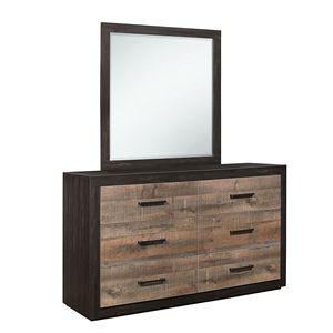 Commode de chambre à coucher de style contemporain 1pc 6x tiroirs meubles en bois avec finition contrastée bicolore - Product Image 4