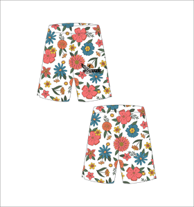 Shorts de basketball personnalisés à imprimé floral blanc, motif floral multicolore, légers, respirants, en maille, pour l'entraînement sportif et le streetwear - Product Image 1
