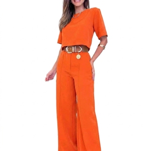 Ensemble de survêtement décontracté pour homme, jaune uni, à manches courtes, à capuche, coupe régulière, grande taille, en polyester/coton, poids moyen, élastique - Product Image 6