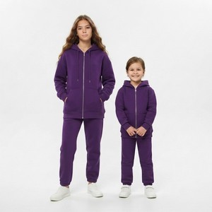 Ensemble de survêtement décontracté deux pièces pour enfants : sweat à capuche zippé et pantalon - Product Image 3