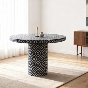 ILAHI's Bone Inlay Table Modern Design Agate Detailing <b>Storage</b> Portable Home Furniture - Product Image 4