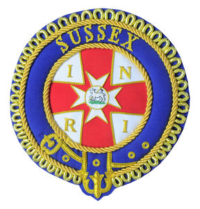 Insignes de tablier maçonniques KT de qualité supérieure, brodés sur tissu, couleurs personnalisées, logo, décoration en maille - Product Image 1